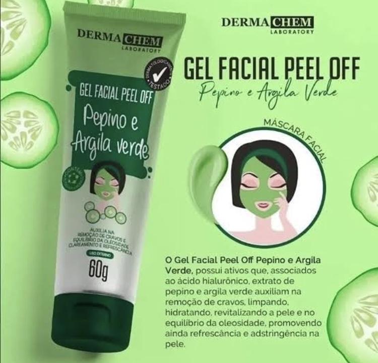 Gel Facial Peel Off Pepino e Argila Verde Dermachem